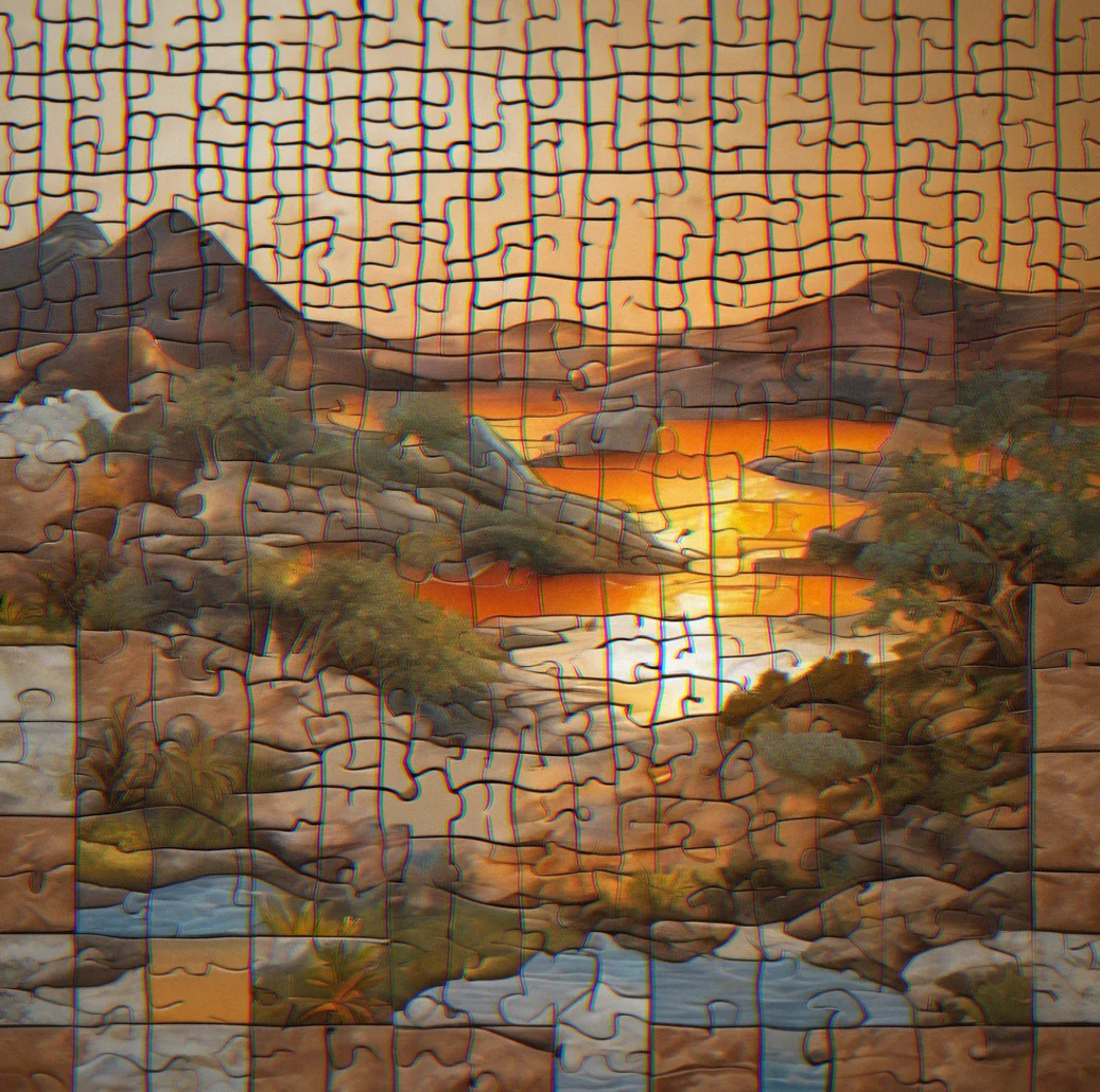 Close-up of puzzle board showing matching color pairs highlighted and two misplaced tiles being repositioned
