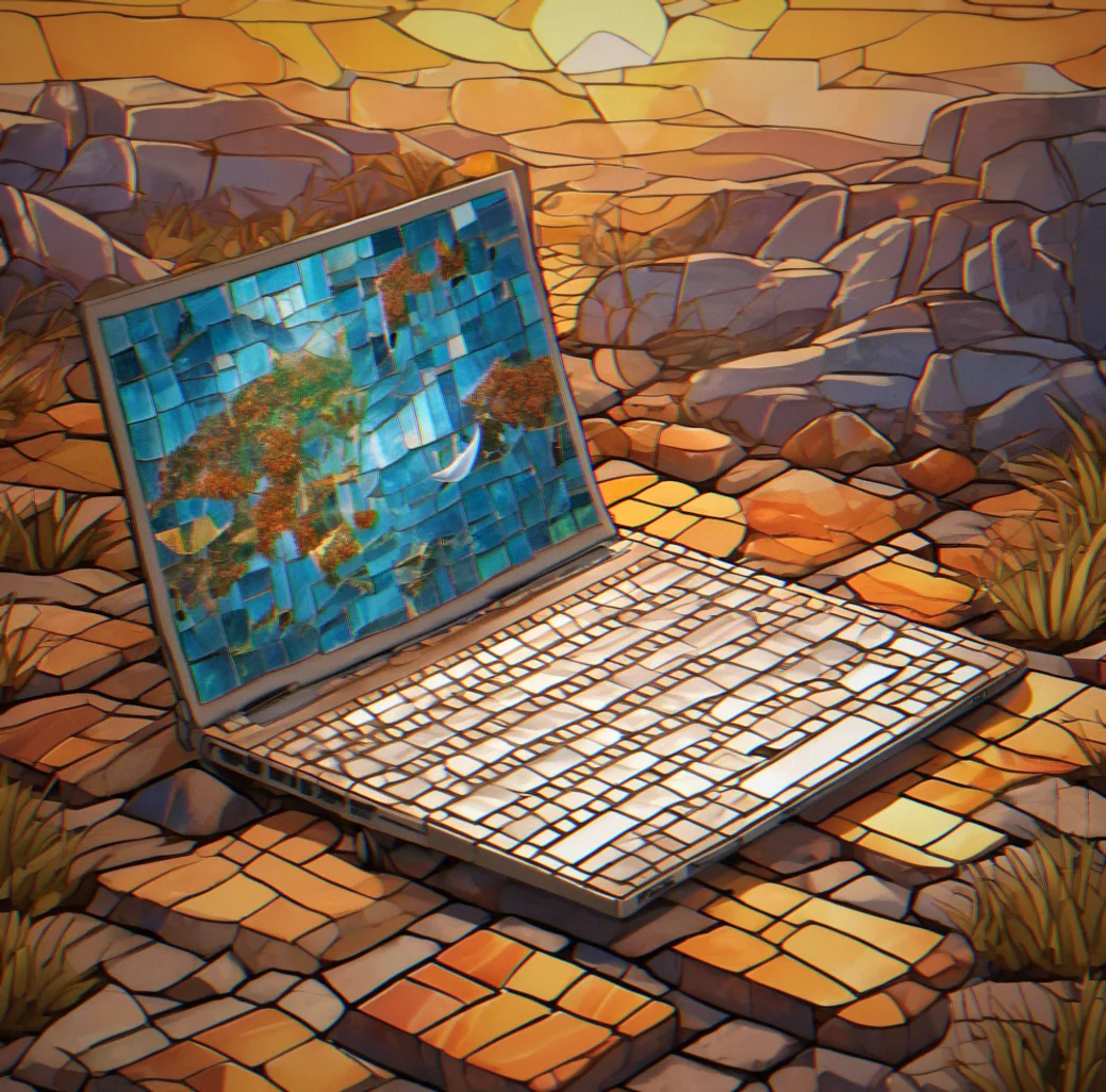 Laptop running Mosaic Trail in airplane mode, everything working fine