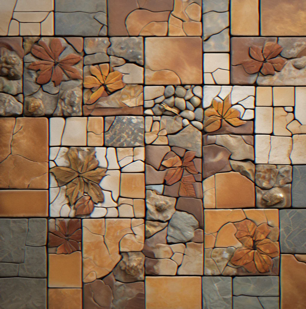 Puzzle board showing multiple tiles with matching color patterns highlighted in subtle visual relationship